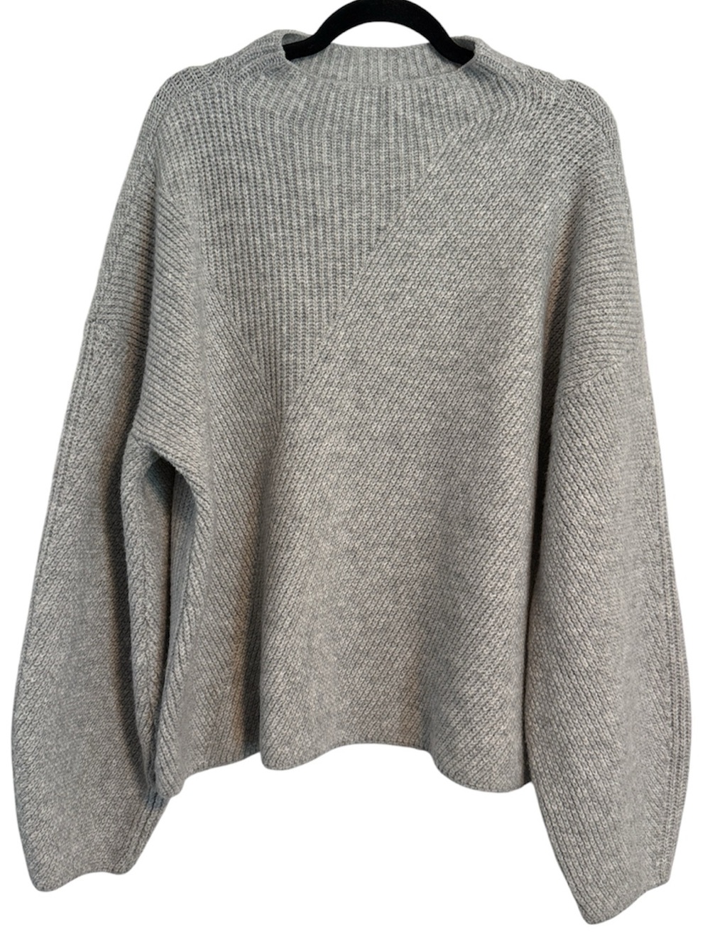 Simply Vera Vera Wang Grey Mock Neck Bubble Sleeve Sweater NWT